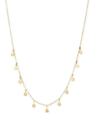 Sarah Chloe Dangle Disc Choker Necklace in 14k Gold-Plated Sterling Silver, 12" + 2" extender