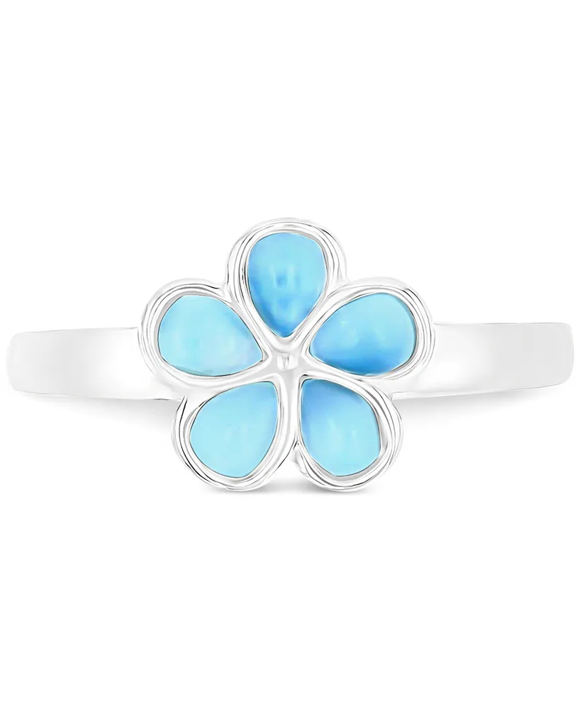 Larimar Flower Ring (1/2 ct. t.w.) Sterling Silver