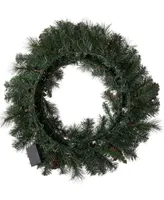 Glitzhome 4' Flocked Christmas Tree, Pre-Lit Glitter Wreath and Garland Set, 5 Piece