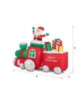 Glitzhome 8' Lighted Inflatable Santa on Pick-Up Train Decor