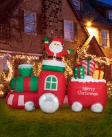 Glitzhome 8' Lighted Inflatable Santa on Pick-Up Train Decor