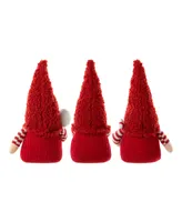 Glitzhome 12.5" Fabric Joy Christmas Gnome Decor Set, 3 Piece