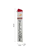 Glitzhome 42.5" Reversible Wooden Hohoho and Snowman Porch Sign