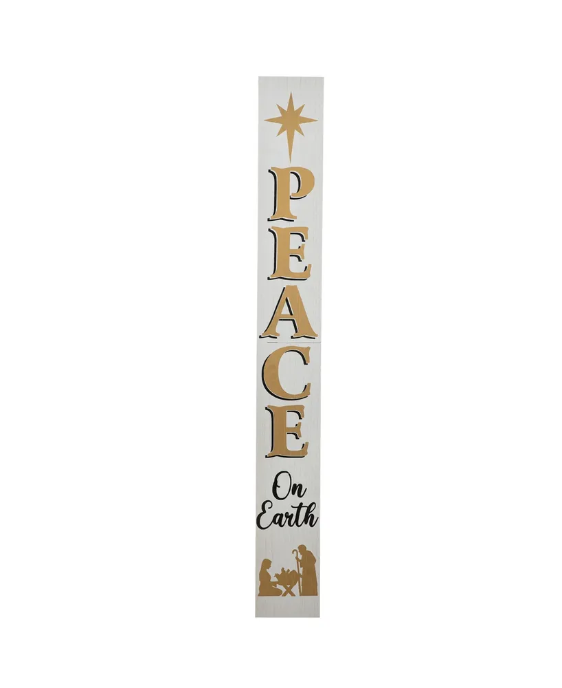 Glitzhome 60" Wooden Nativity Peace Porch Sign