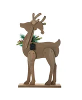 Glitzhome 36" Chunky Wood Reindeer Porch Decor