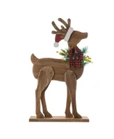 Glitzhome 36" Chunky Wood Reindeer Porch Decor