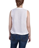 Ny Collection Petite Size Sleeveless Pintucked Blouse