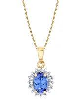 Tanzanite (1 ct. t.w.) & Diamond (1/5 ct. t.w.) Halo 18" Pendant Necklace in 10k Gold