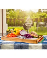 Seville Classics Bamboo Cutting Board & Flexible Food Mats Set