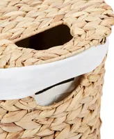 Seville Classics Hand-Woven Natural Wicker Lidded Double Laundry Hamper