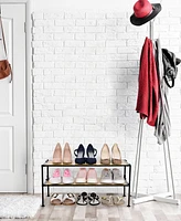 Seville Classics 2-Tier Stackable 6-Pair Resin Slat Shoe Storage Rack Organizer