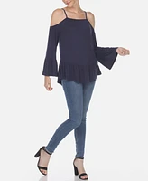 Women's Cold Shoulder Ruffle Sleeve Top