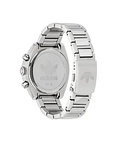 adidas Unisex Three Hand Edition One Chrono Silver-Tone Stainless Steel Bracelet Watch 40mm - Silver