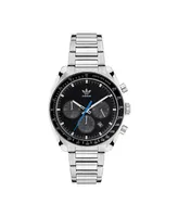 adidas Unisex Three Hand Edition One Chrono Silver-Tone Stainless Steel Bracelet Watch 40mm - Silver