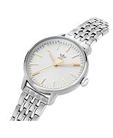 adidas Unisex Three Hand Code One Small Silver-Tone Stainless Steel Bracelet Watch 35mm