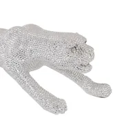 Glam Leopard Sculpture, 11" x 42" - Silver