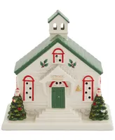 Christmas Tree Lighted School House Figurine