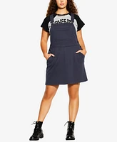 City Chic Women's Soft Pinafore Dress