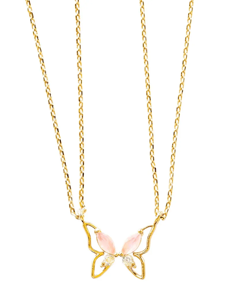 Girls Crew Butterfly Besties Necklace Set - Gold