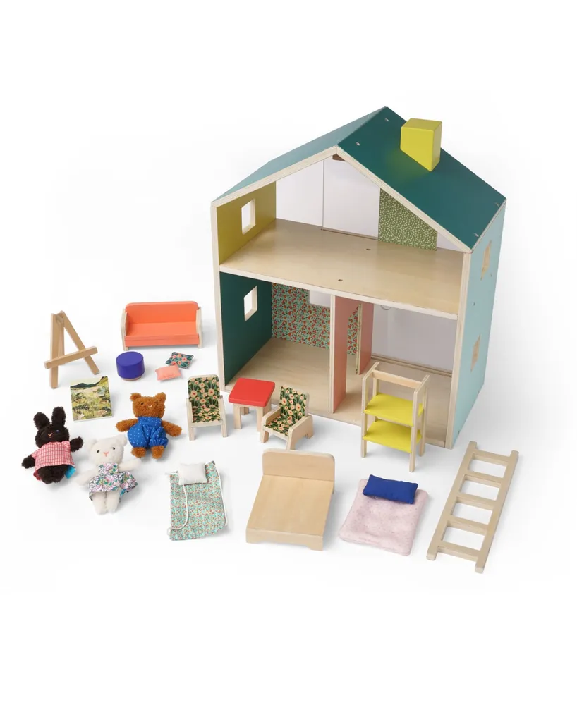 Manhattan Toy Company Little Nook 19-Piece Wooden Playhouse with Loft