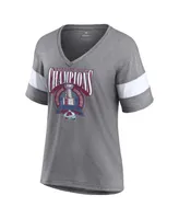Women's Fanatics Heathered Gray Colorado Avalanche 2022 Stanley Cup Champions Banner V-Neck Triblend T-shirt