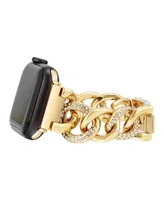 Anne Klein Women's Gold-Tone Alloy Chain with Crystals Bracelet Compatible with 38/40/41mm Apple Watch