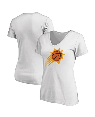 Women's Fanatics White Phoenix Suns Primary Logo Team V-Neck T-shirt