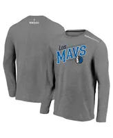 Men's Fanatics Heather Charcoal Dallas Mavericks 2021 Noches Ene-Be-a Authentic Shooting Long Sleeve T-shirt