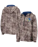 Women's Dkny Sport Leopard Golden State Warriors Gabriella Windbreaker Half-Zip Hoodie