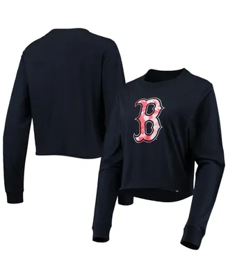 Women's New Era Navy Boston Red Sox Baby Jersey Cropped Long Sleeve T-shirt