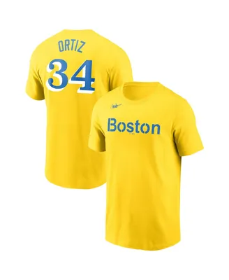 Men's Nike David Ortiz Gold Boston Red Sox Name and Number T-shirt