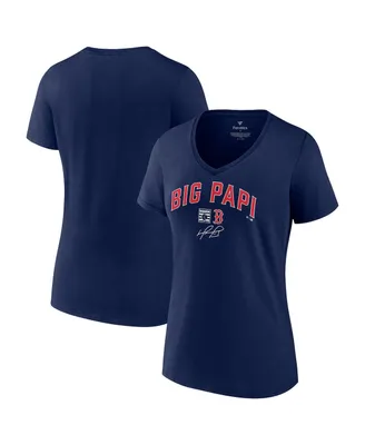 Women's Fanatics David Ortiz Navy Boston Red Sox Big Papi Graphic V-Neck T-shirt