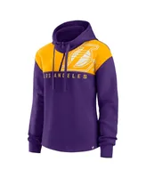 Women's Fanatics Purple Los Angeles Lakers Overslide Quarter-Zip Fleece Hoodie