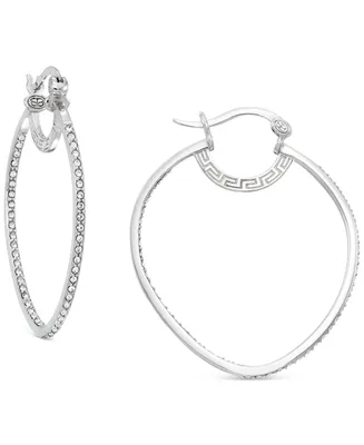 Simone I. Smith Platinum Over Sterling Silver Earrings, Crystal Inside Out Teardrop Hoop Earrings