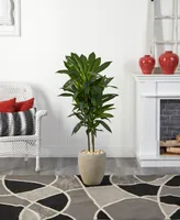 Nearly Natural 4' Dracaena Artificial Plant in Sand Colored Planter - Real Touch