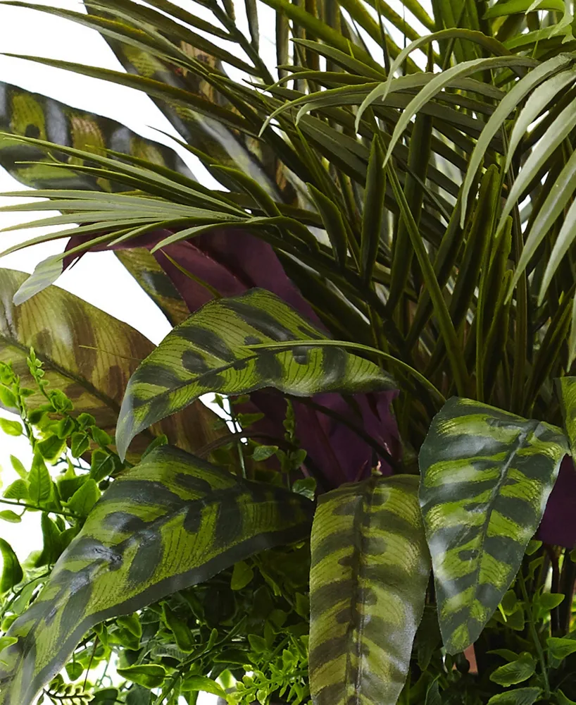 Nearly Natural 27" Mixed Areca Palm, Fern & Peacock Artificial Plants in Planter