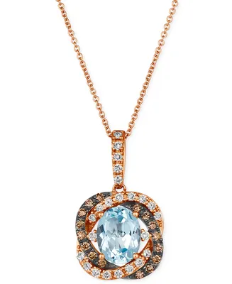 Le Vian Blue Topaz (1-7/8 ct. t.w.) & Diamond (3/8 ct. t.w.) 20" Pendant Necklace in 14k Rose Gold