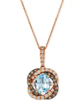 Le Vian Blue Topaz (1-7/8 ct. t.w.) & Diamond (3/8 ct. t.w.) 20" Pendant Necklace in 14k Rose Gold