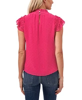 CeCe Women's Ruffled Flutter Sleeve Mock Neck Blouse