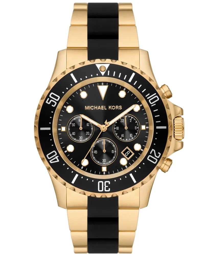 Michael Kors Men\'s Everest Chronograph Gold-Tone Stainless Steel Bracelet  Watch 45mm - Gold | MainPlace Mall