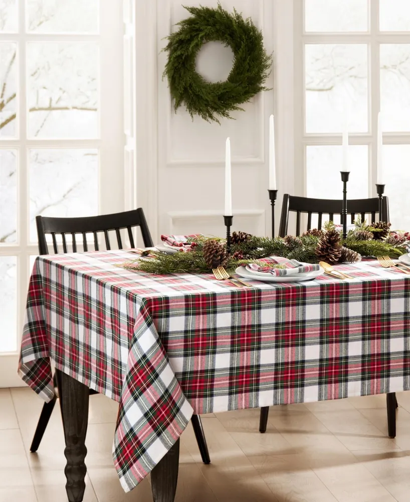 Elrene Christmas Classic Holiday Plaid Tablecloth, 70" x 52"