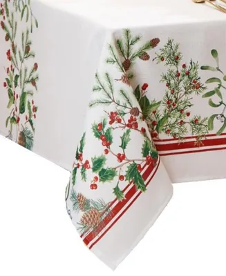 Elrene Winter Holiday Berry Fabric Tablecloth, 144" x 60"