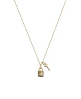 Coach Quilted Padlock Key Necklace - Gold