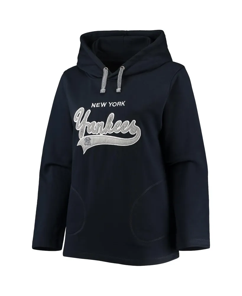 Women's Soft as a Grape Navy New York Yankees Plus Size Side Split Pullover Hoodie