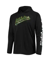 Men's Columbia Black Oakland Athletics Terminal Tackle Omni-Shade Raglan Pullover Hoodie