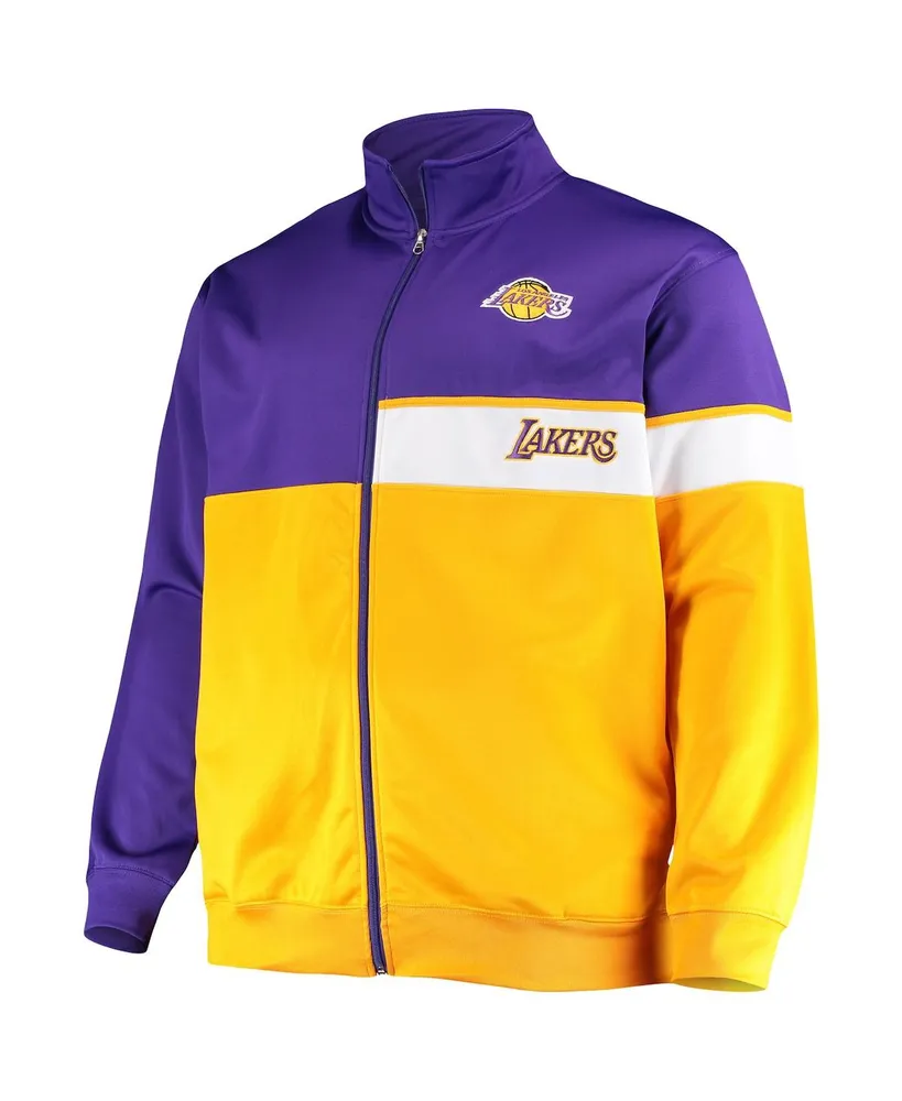 Men's Purple, Gold Los Angeles Lakers Big and Tall Pieced Body Full-Zip Track Jacket