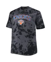 Men's Black New York Knicks Big and Tall Marble Dye Tonal Performance T-shirt