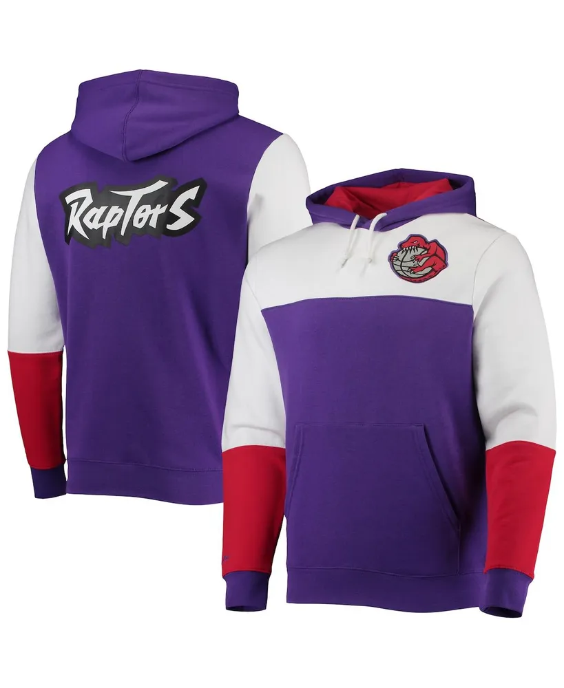 Men's Mitchell & Ness Purple Toronto Raptors Hardwood Classics Fusion 2.0 Colorblock Pullover Hoodie