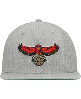 Men's Mitchell & Ness Heathered Gray Atlanta Hawks Hardwood Classics Team 2.0 Snapback Hat