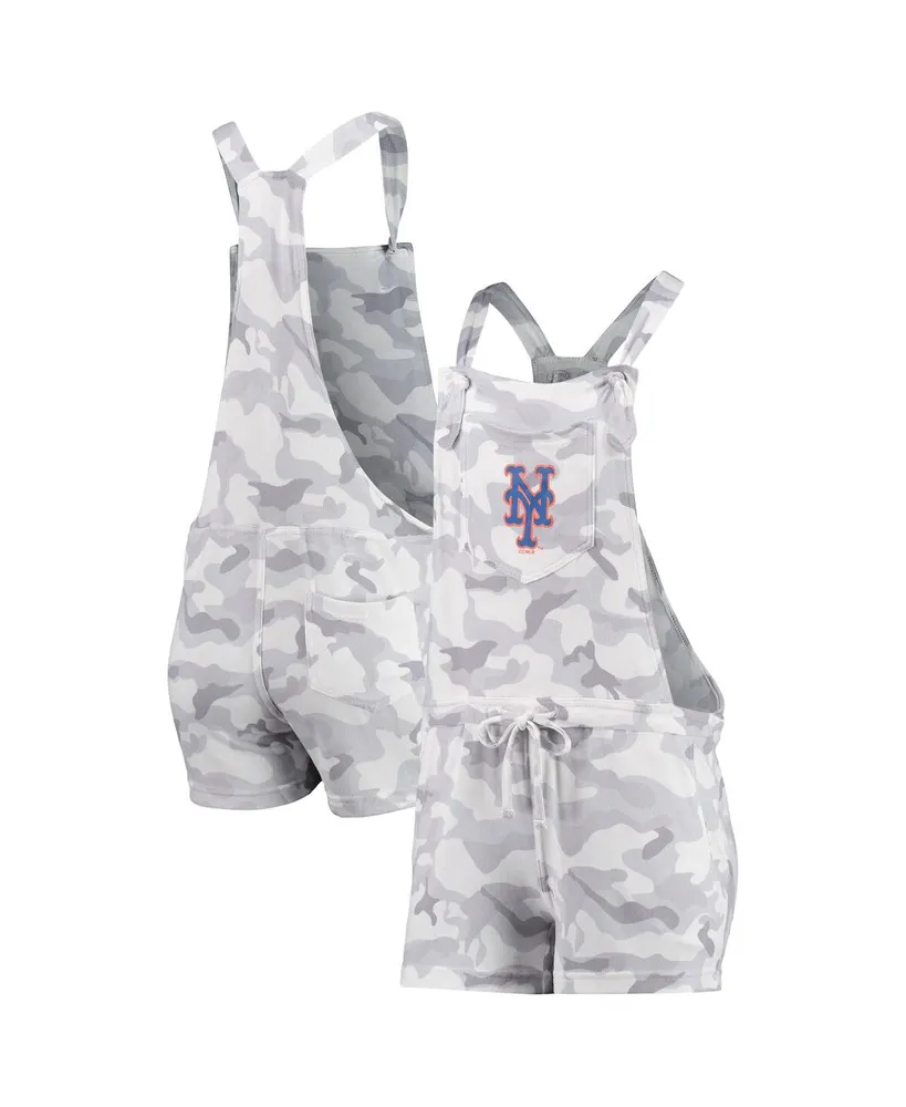 Women's Concepts Sport Gray New York Mets Camo Overall Romper